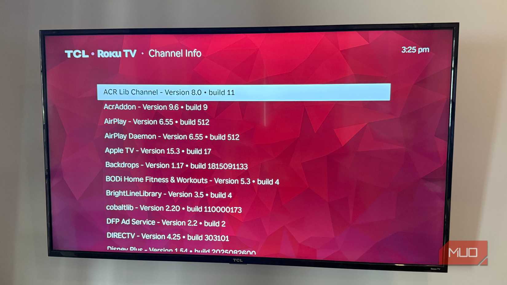 TCL Roku TV channel info screen