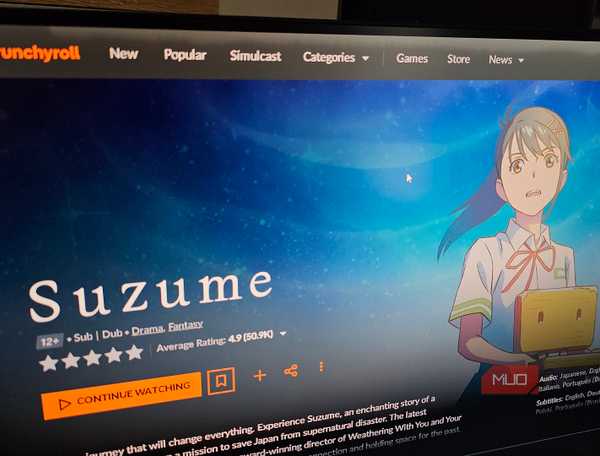 The anime movie Suzume opened on Crunchyroll.