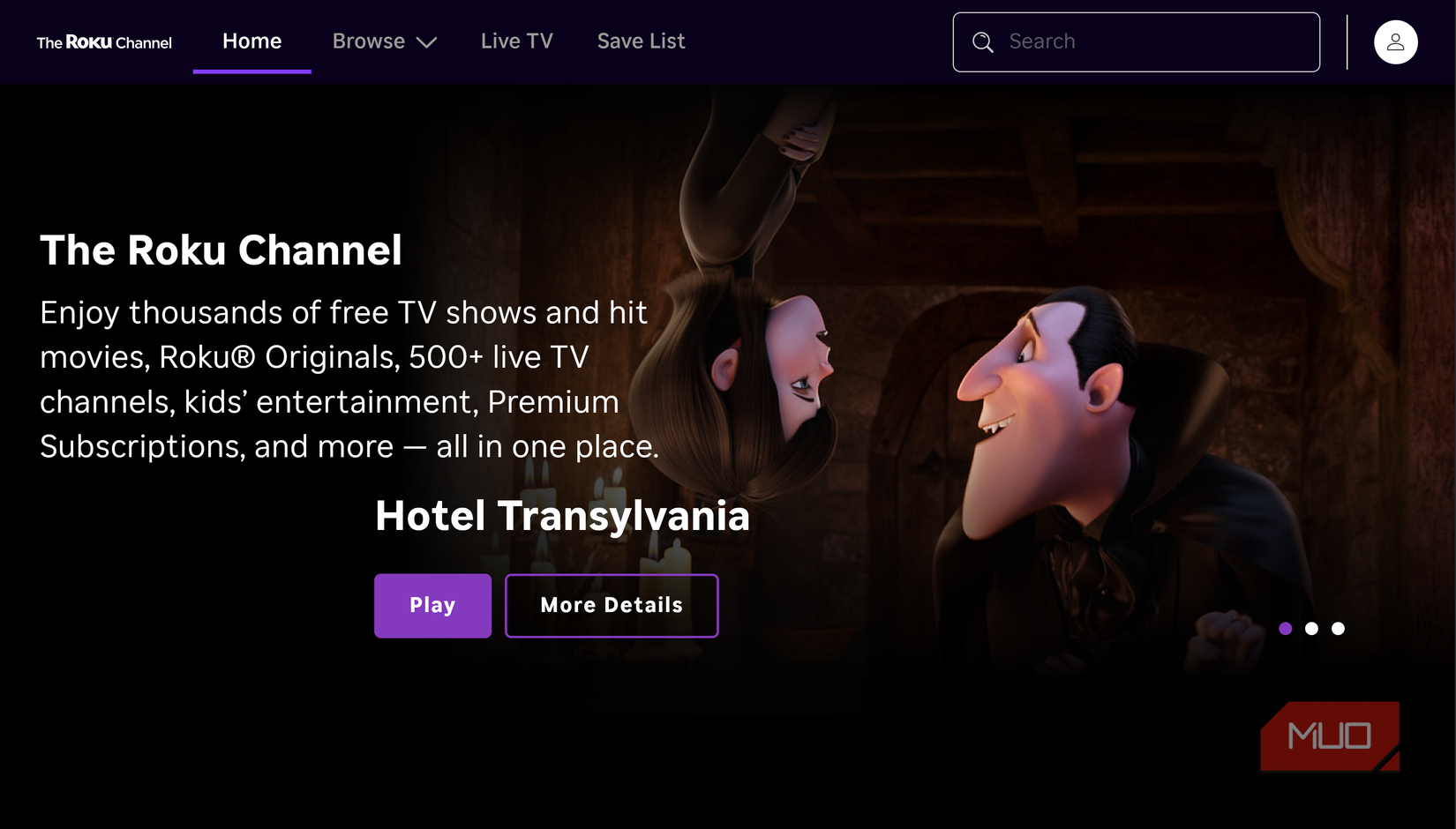 The Roku Channel home screen.
