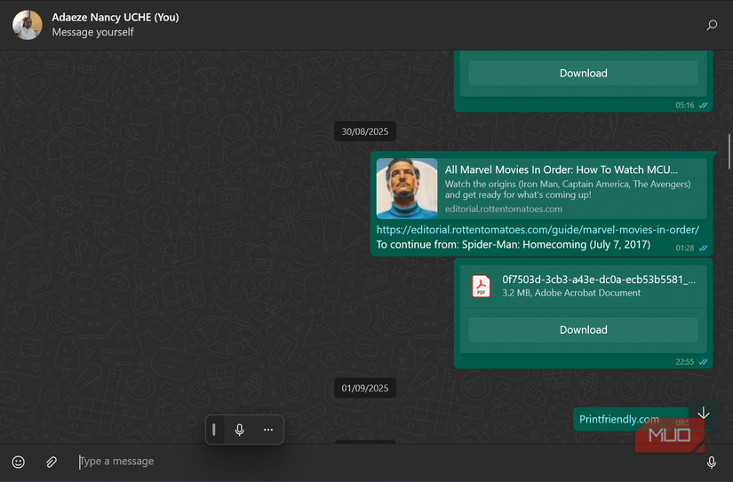 The Windows Voice Typing tool microphone hovering over a text field in a WhatsApp chat.