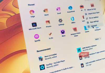 Closeup of Windows apps