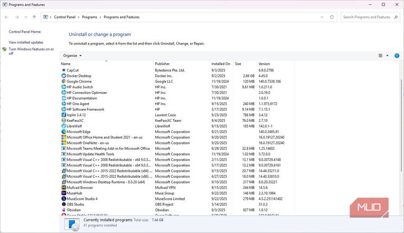 Uninstall apps on Windows 11
