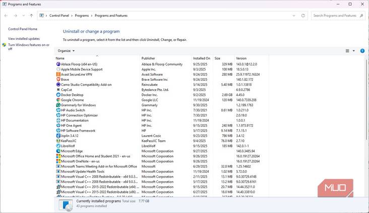 Uninstall Windows apps