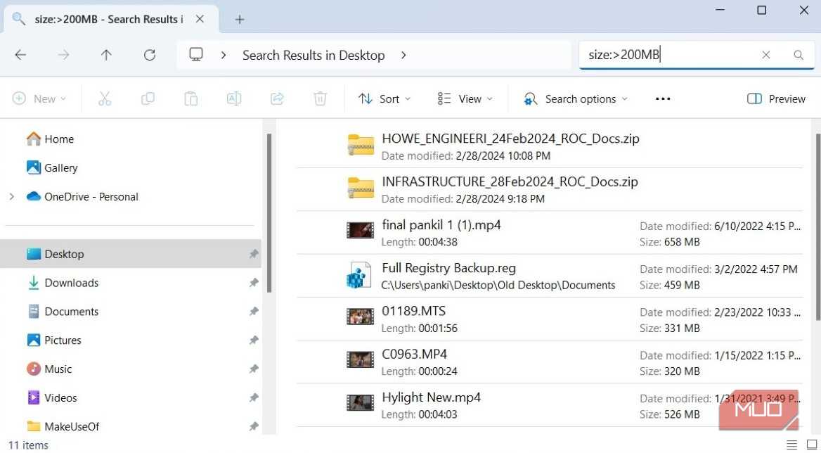 Using Search Filters in File Explorer