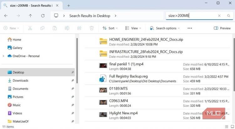 Using Search Filters in File Explorer