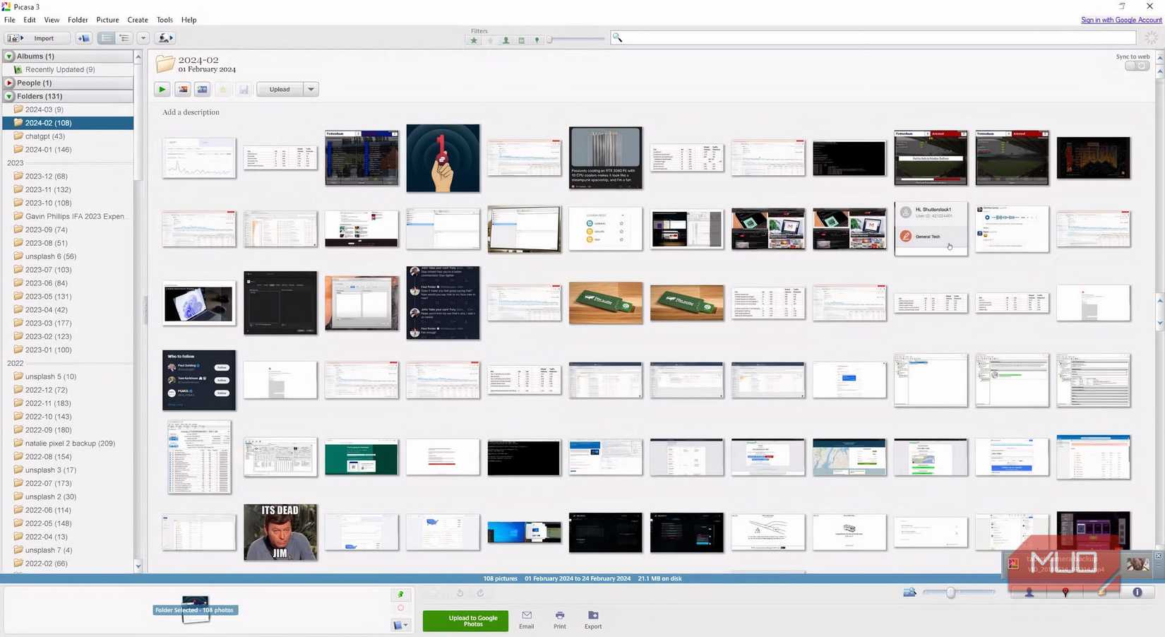 Viewing images on Picasa 3.