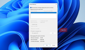 Virtual Memory setting in Windows 11