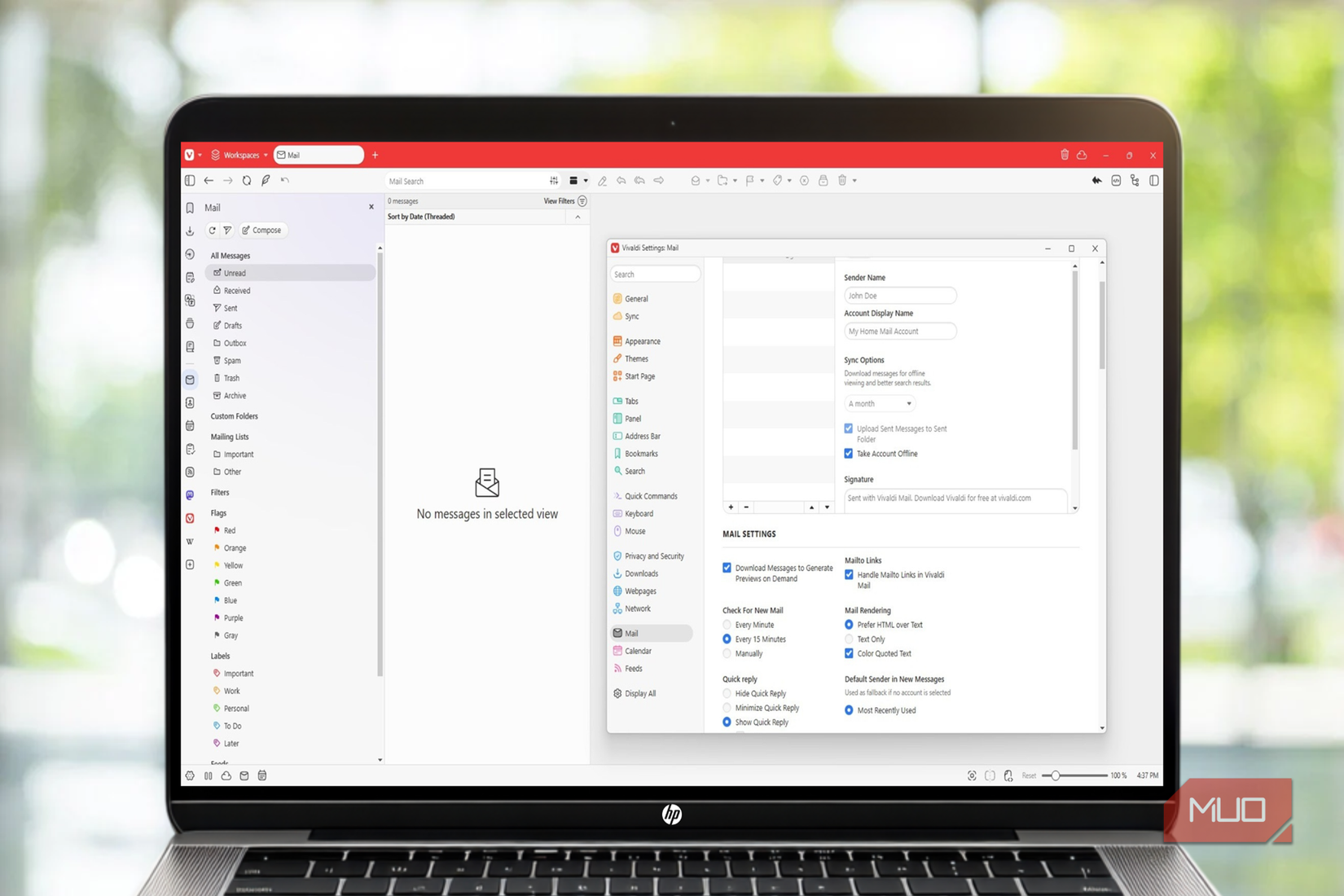 Vivaldi browser built-in email client
