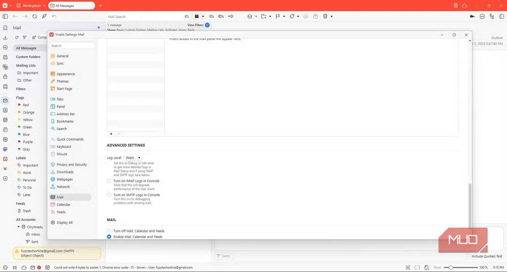 I stopped using Gmail for this built-in client and now Gmail feels stuck