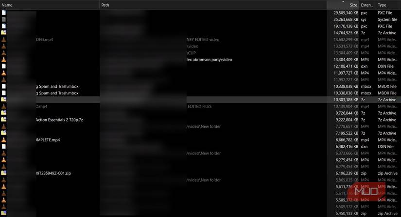 Voidtools Everything interface