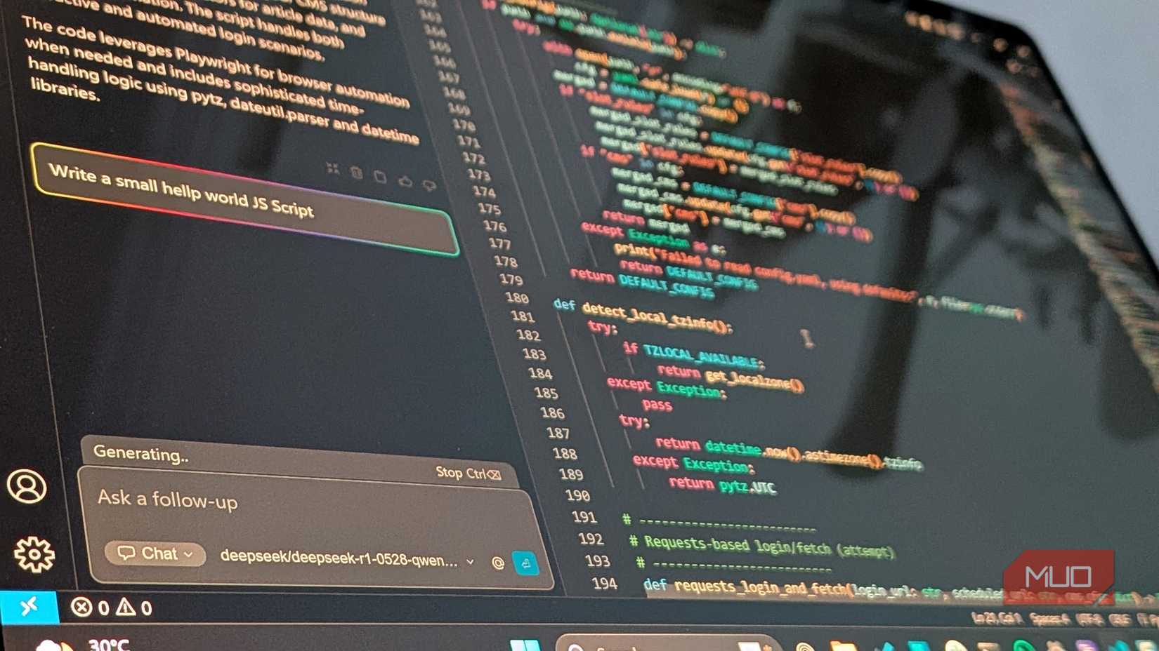 Local AI model running on VS Code. 