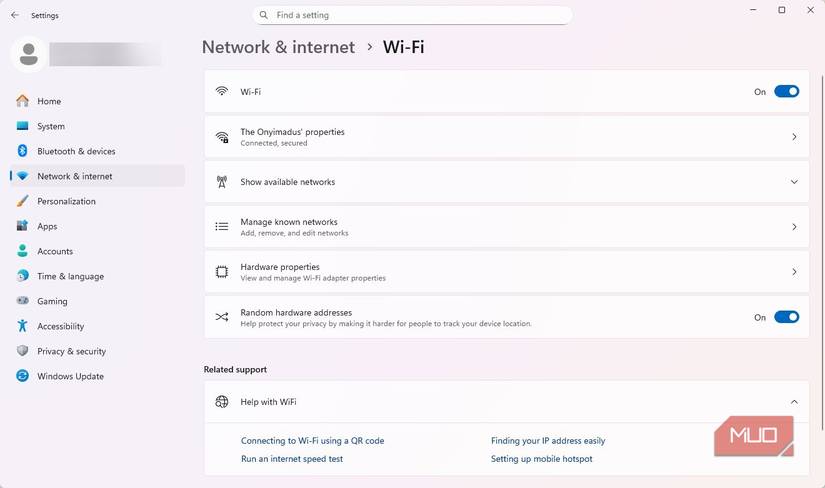 Wiifi settings on Windows 11
