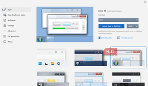 WindowBlinds app on style tab on Windows
