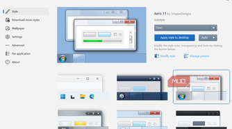 WindowBlinds app on style tab on Windows
