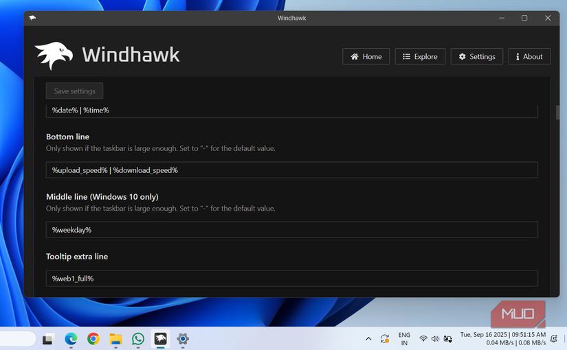 Windows 11 taskbar showing clock and weather information