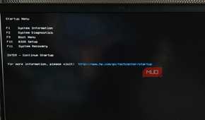 Windows startup menu on Hp laptop