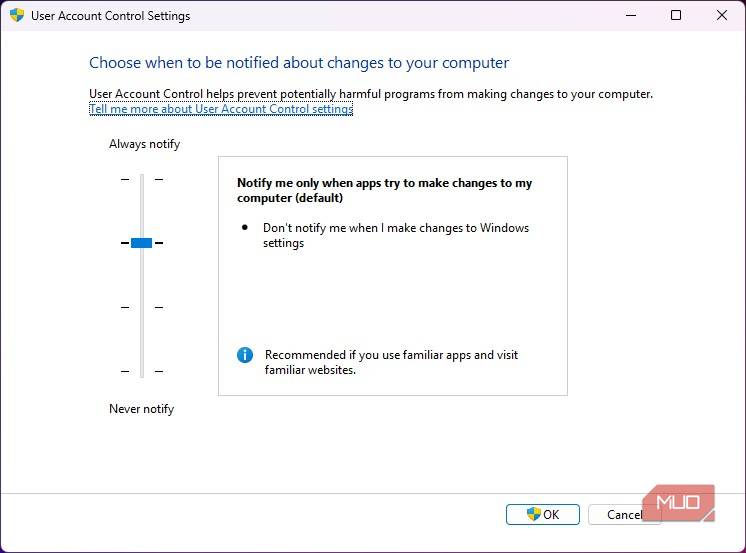 Windows  UAC Settings