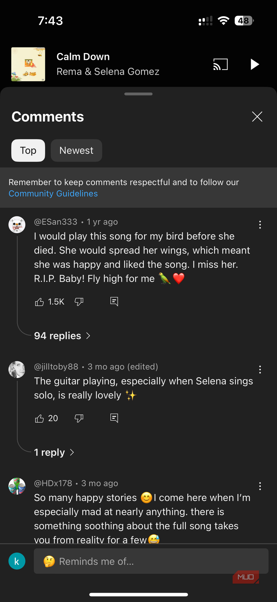 YouTube Music Comment Section 3-1