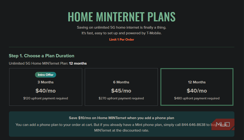 Mint Mobile Home Internet Pricing