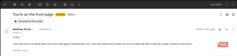 01 Scam News Site Email