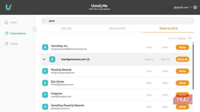 03 Unrollme Subscriptions Tab