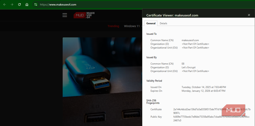 05 Website Certificate Info in Chrome