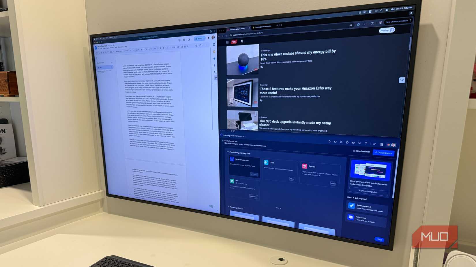 55 inch samsung frame tv with 3 windows open macos
