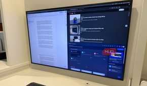 55 inch samsung frame tv with 3 windows open macos