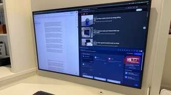 55 inch samsung frame tv with 3 windows open macos
