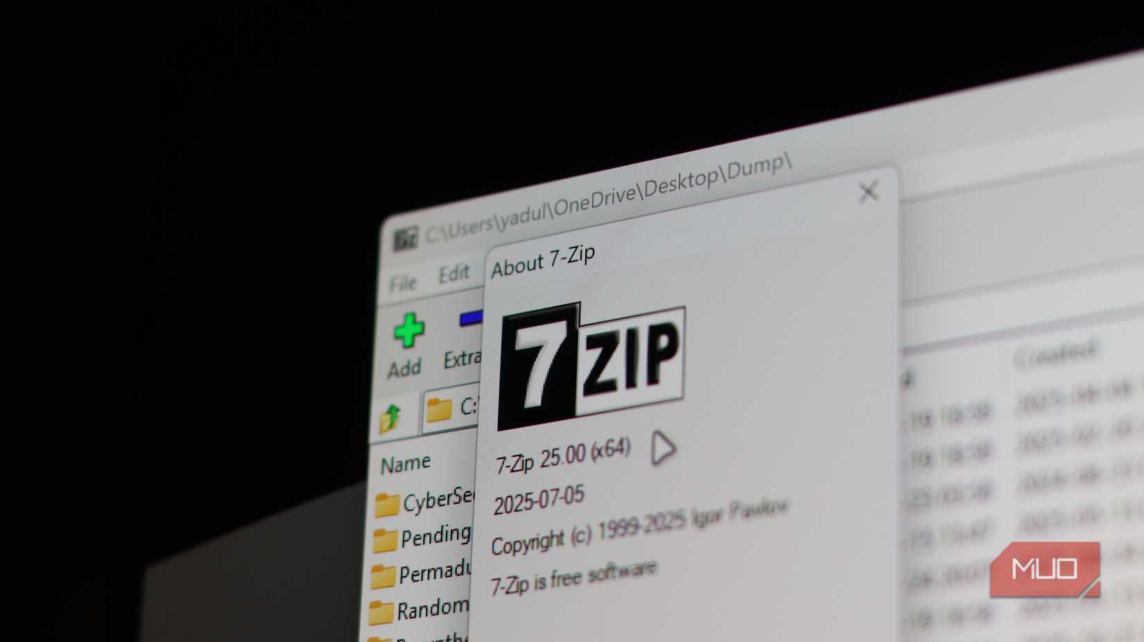 7Zip running on Windows 11.