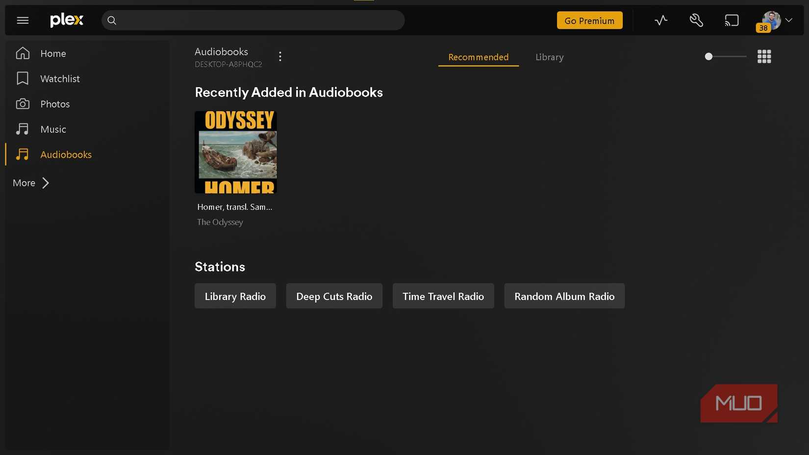 A library of audiobooks in Plex.