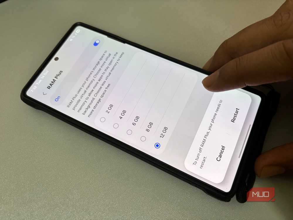 RAM Plus settings on a Samsung phone