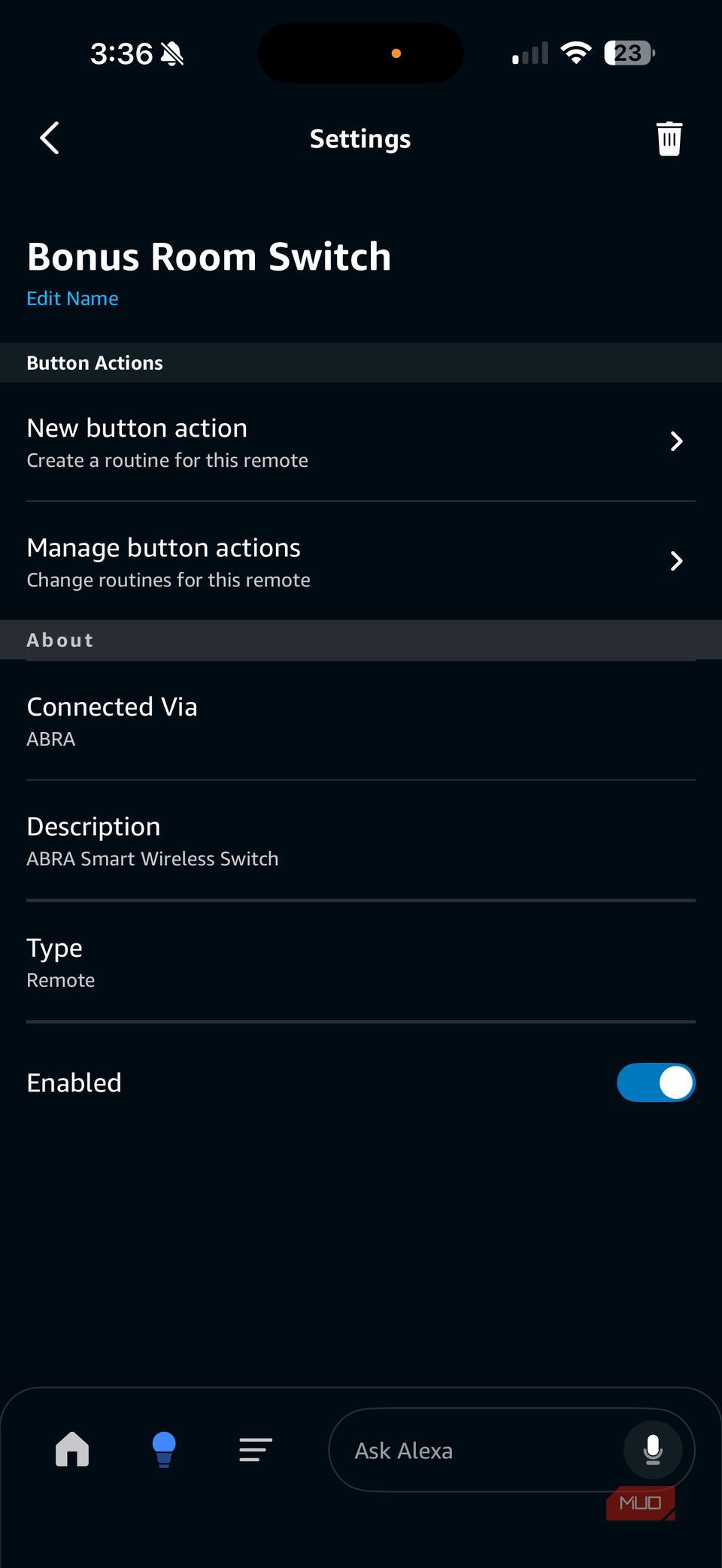 abra surface switch settings alexa
