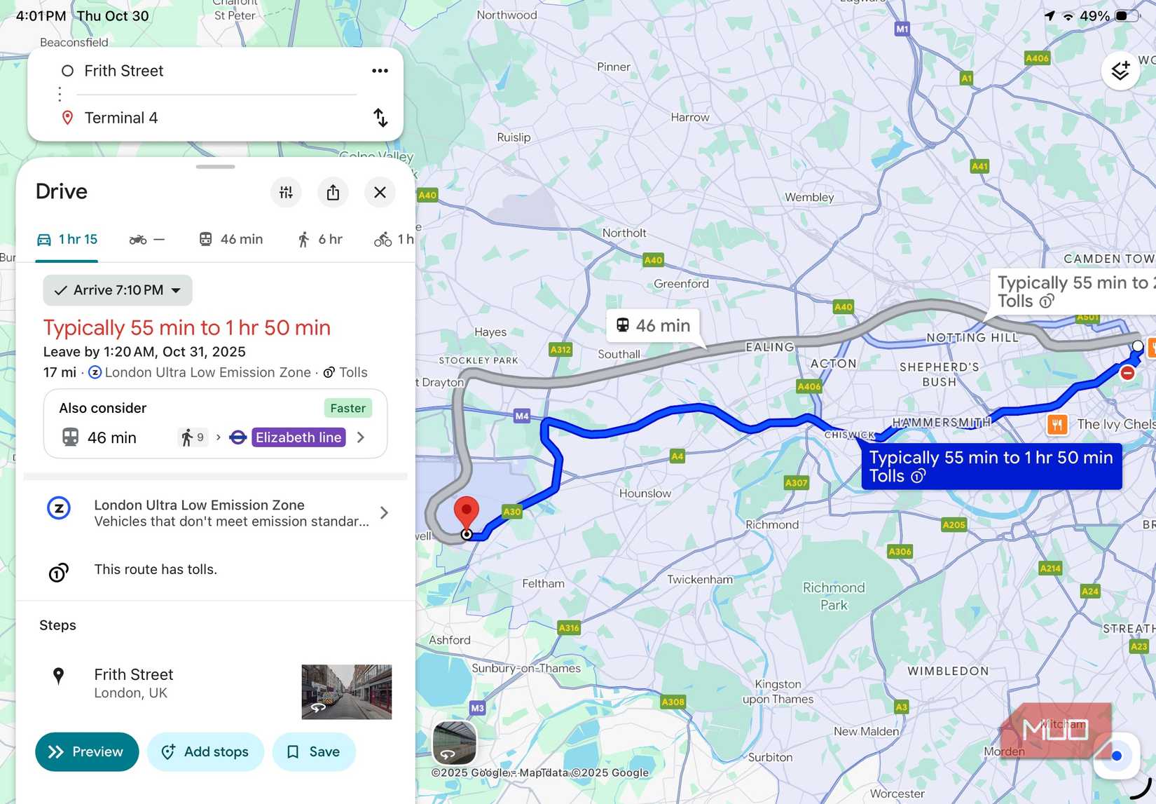 The best time to leave for the Airport.