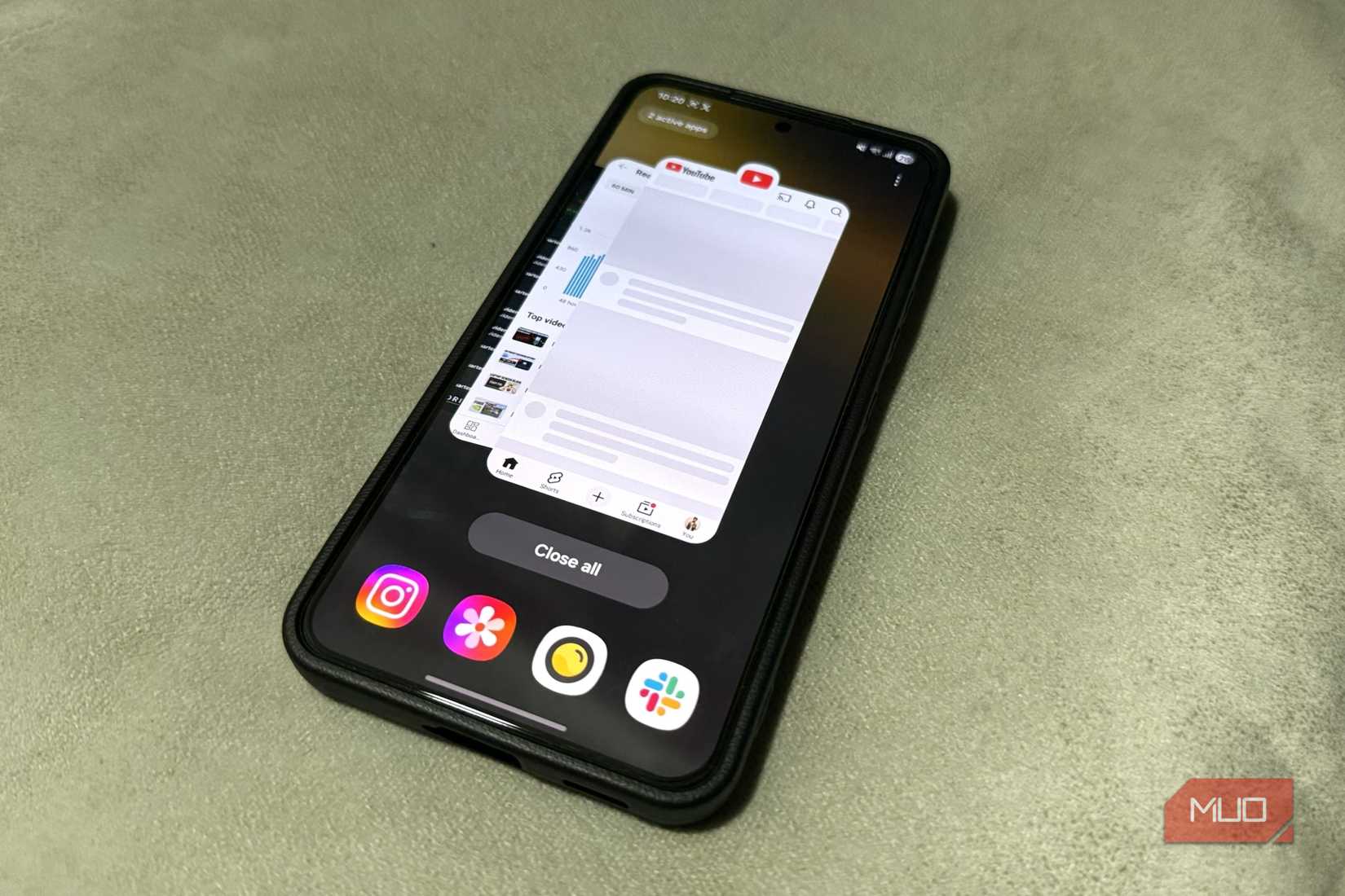 Android phone showing recent apps