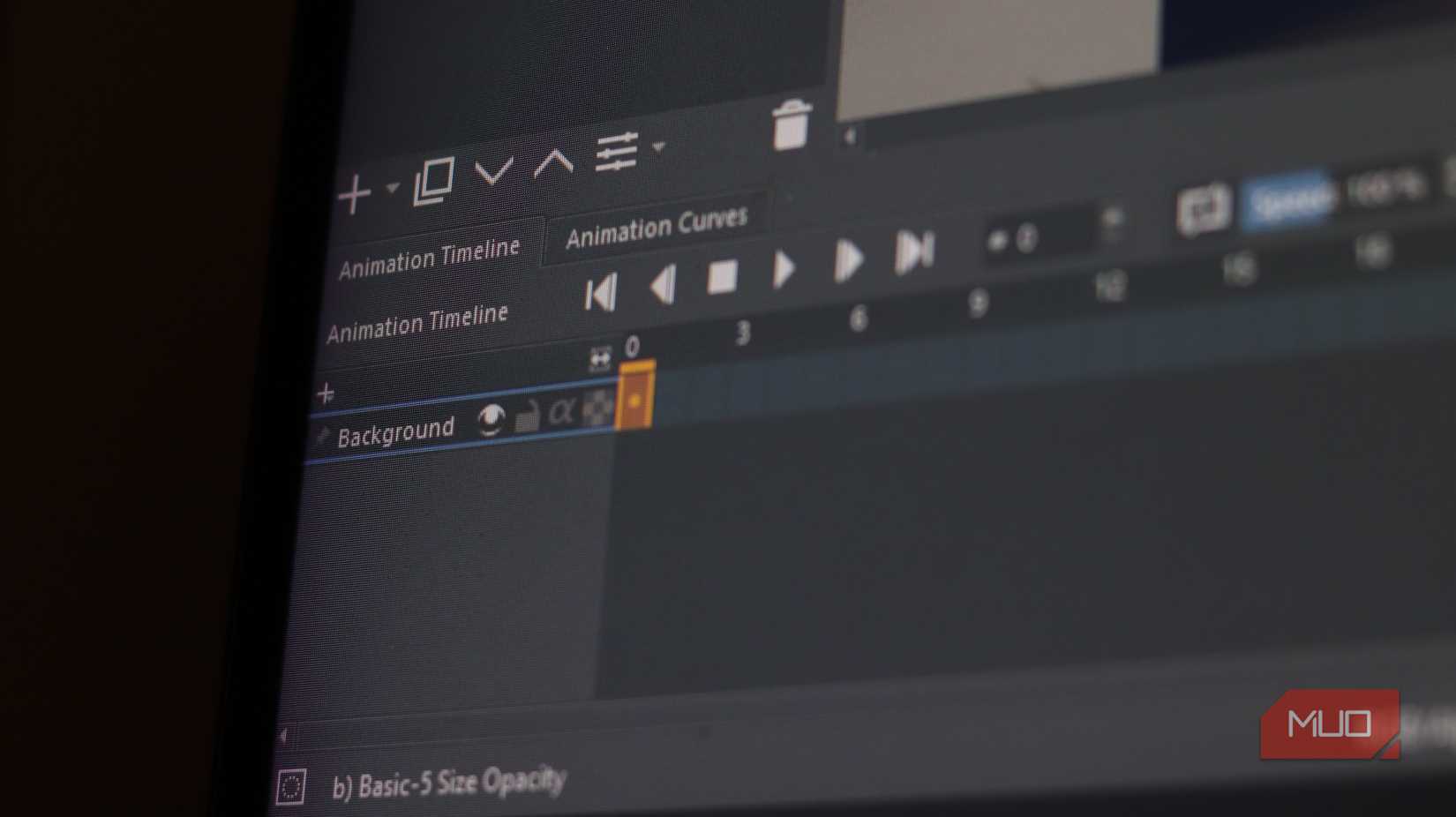 Animation controls in Krita.