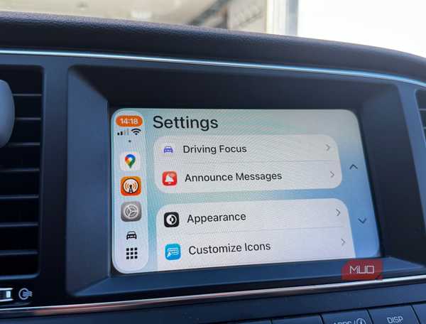 Apple CarPlay Settings Menu in a Car