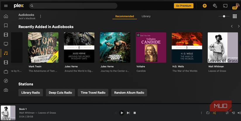 The Audnexus plugin installed in Plex Web.