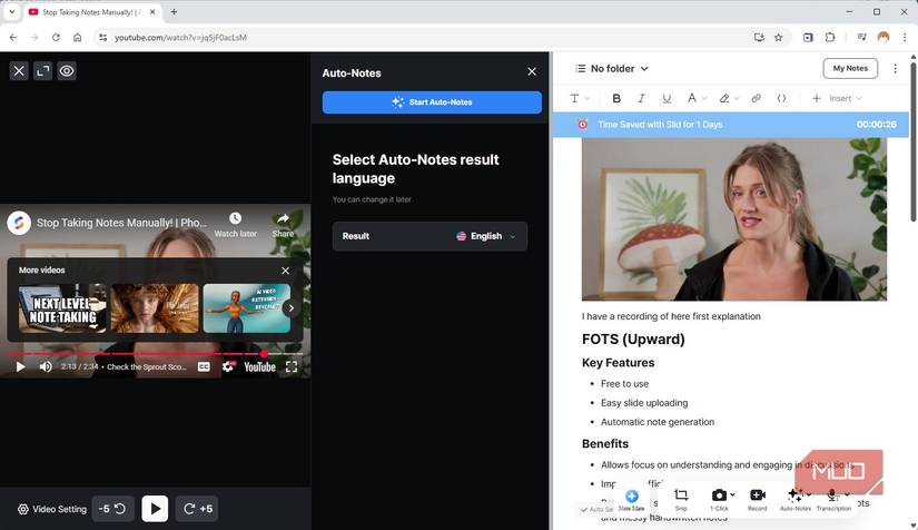 Auto note taking with Slid AI powered Video Note-taking