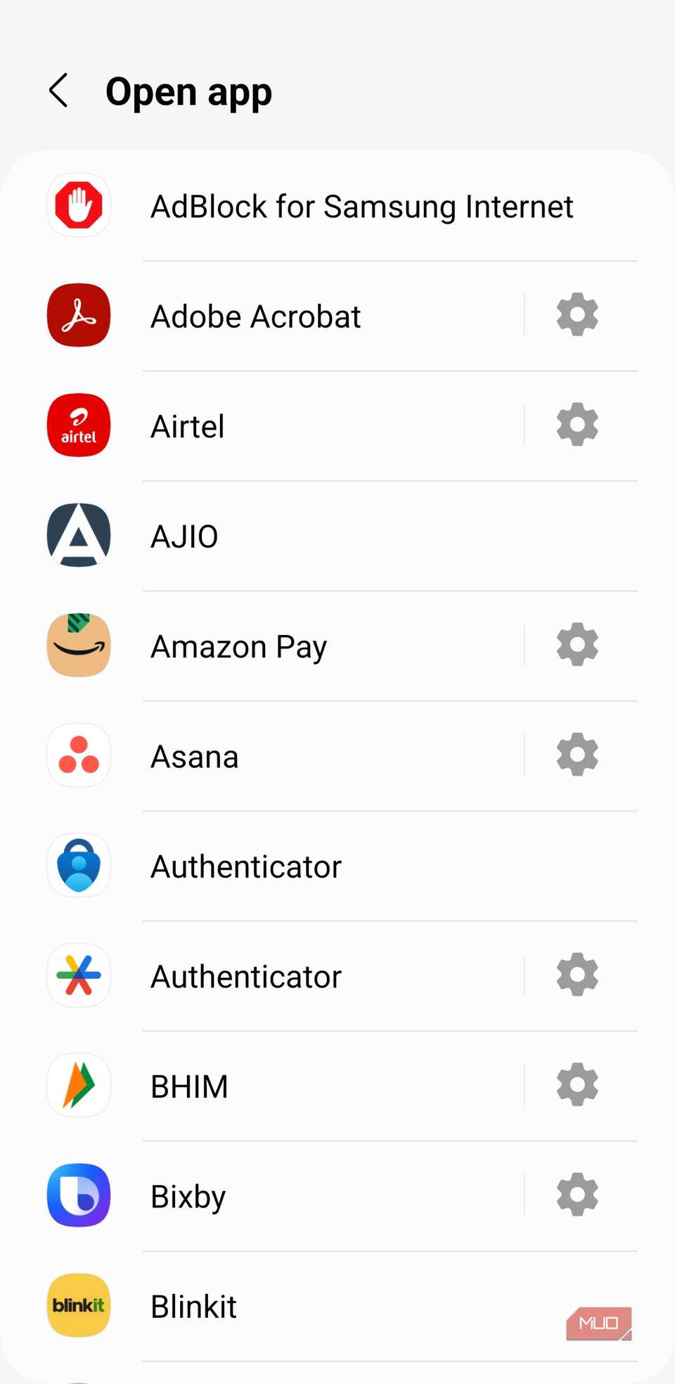 Back Tap open app menu on Samsung phone