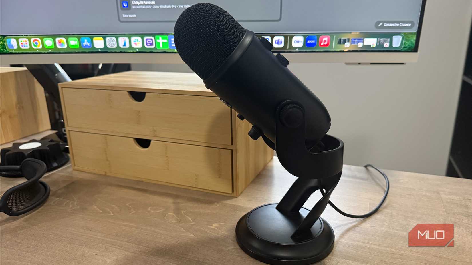 blue yeti microphone on desk