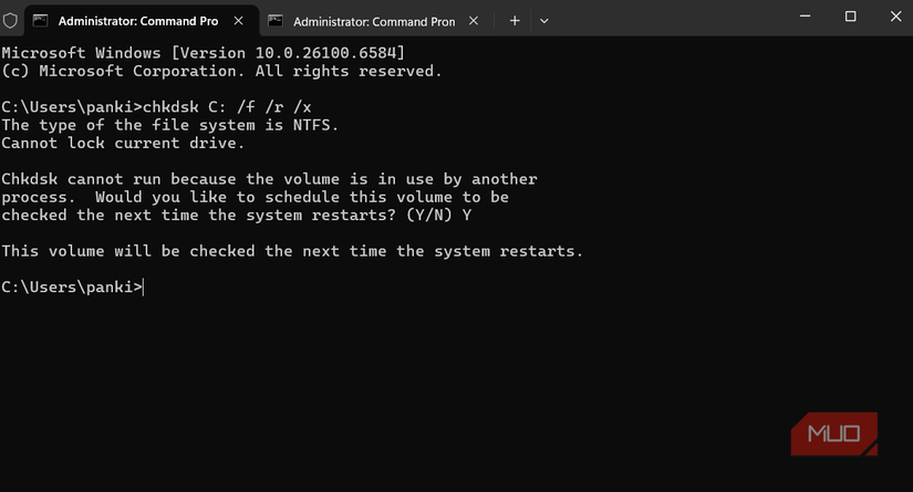 CHKDSK command on Windows