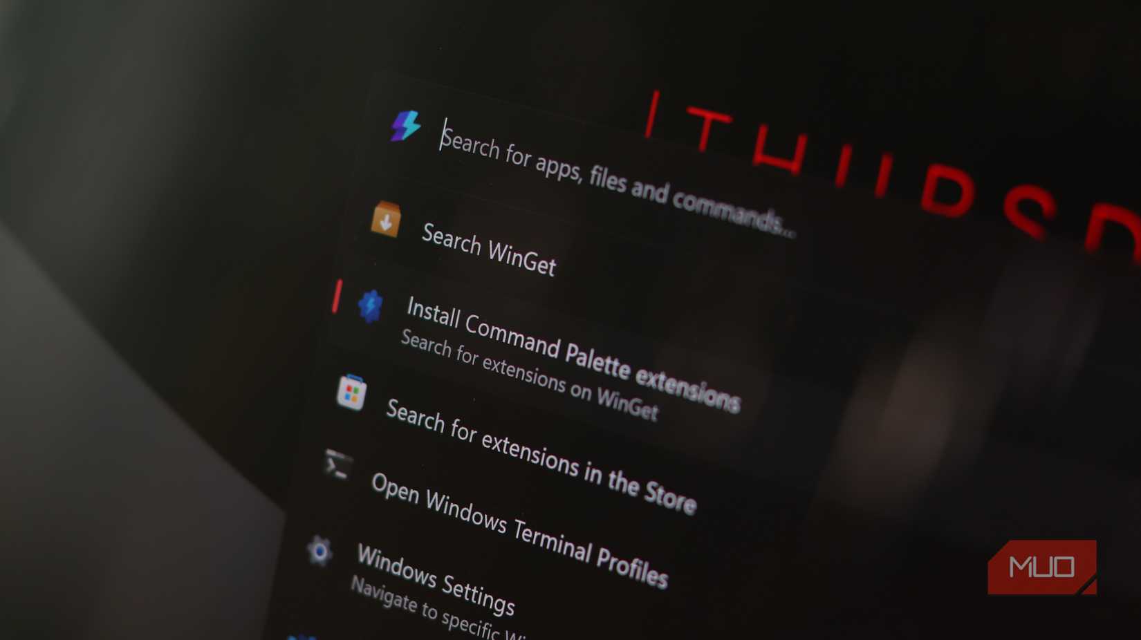 Closeup of Command Palette with Winget.