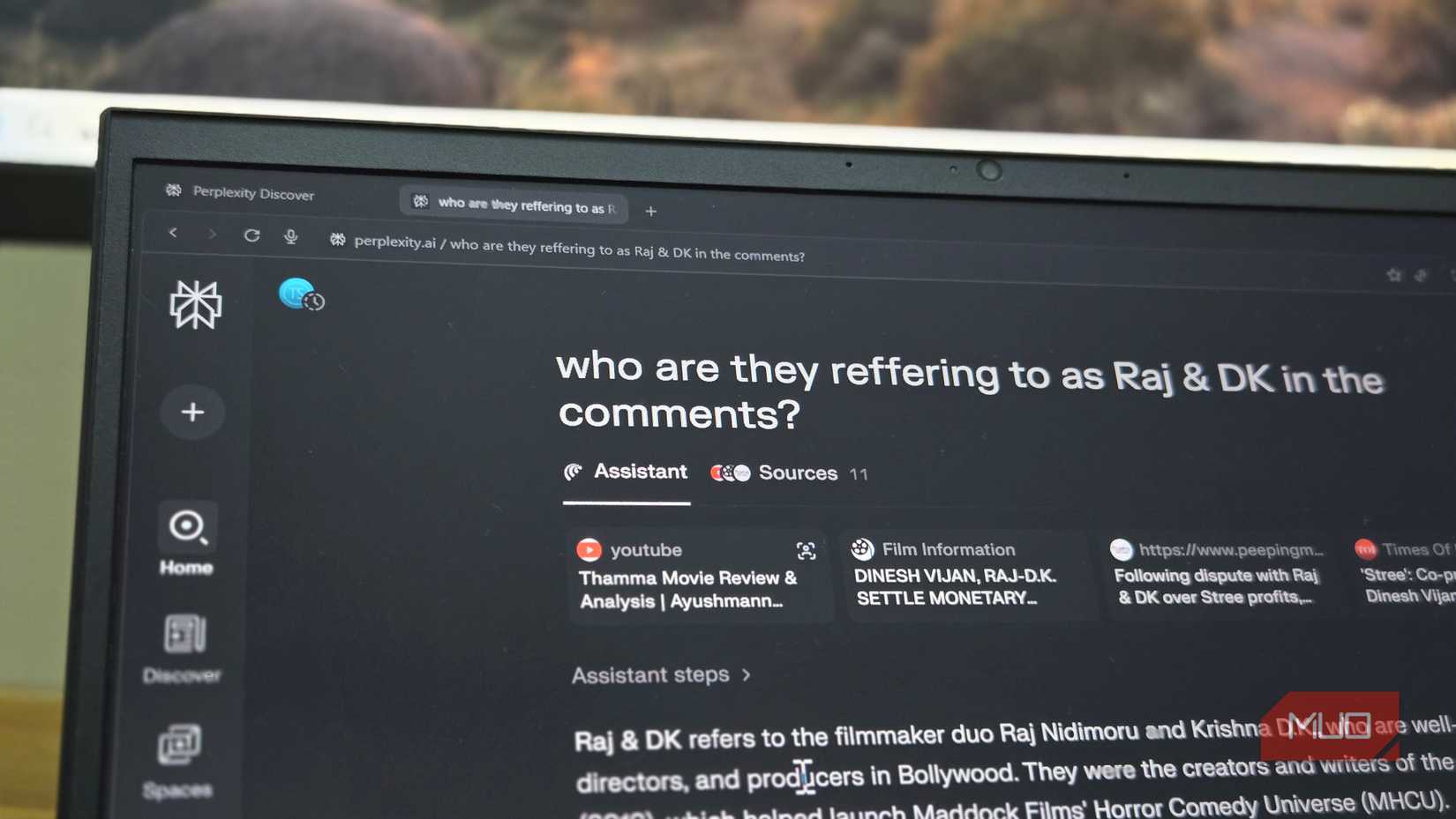 Comet browser Assistant adding context to a YouTube video