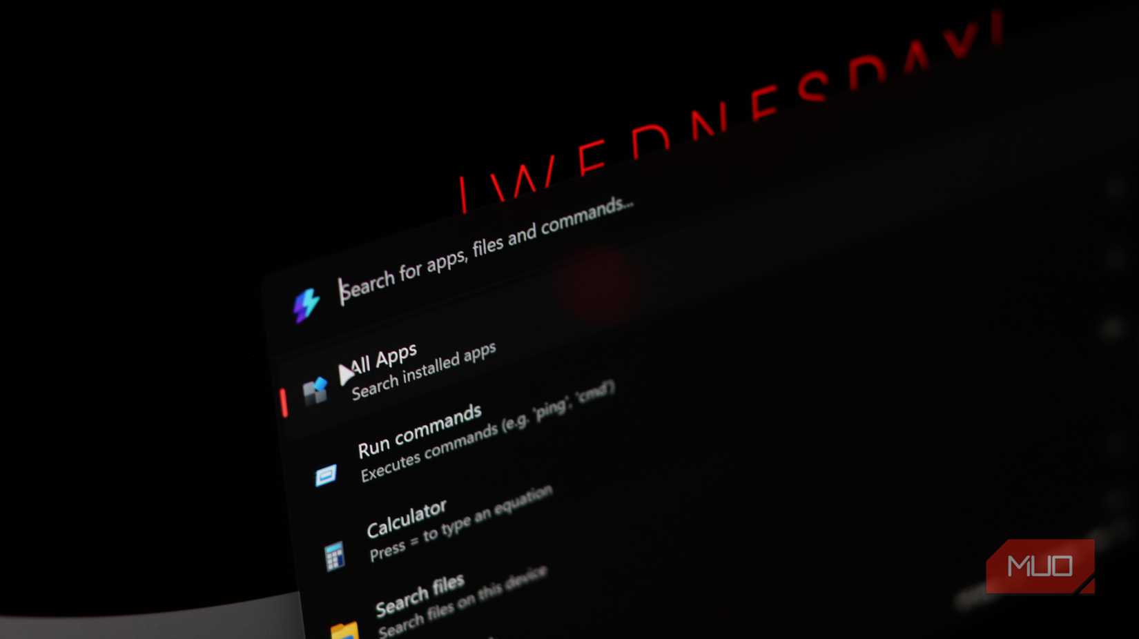 Command Palette search bar closup.