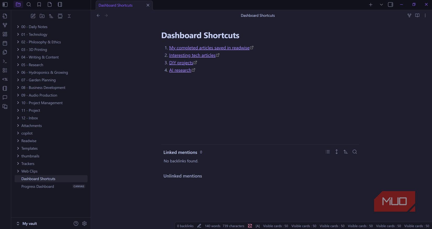 Create dashboard shortcuts