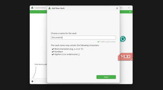 Cryptomator add new vault dialog box.