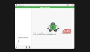 Cryptomator homepage with no vaults.