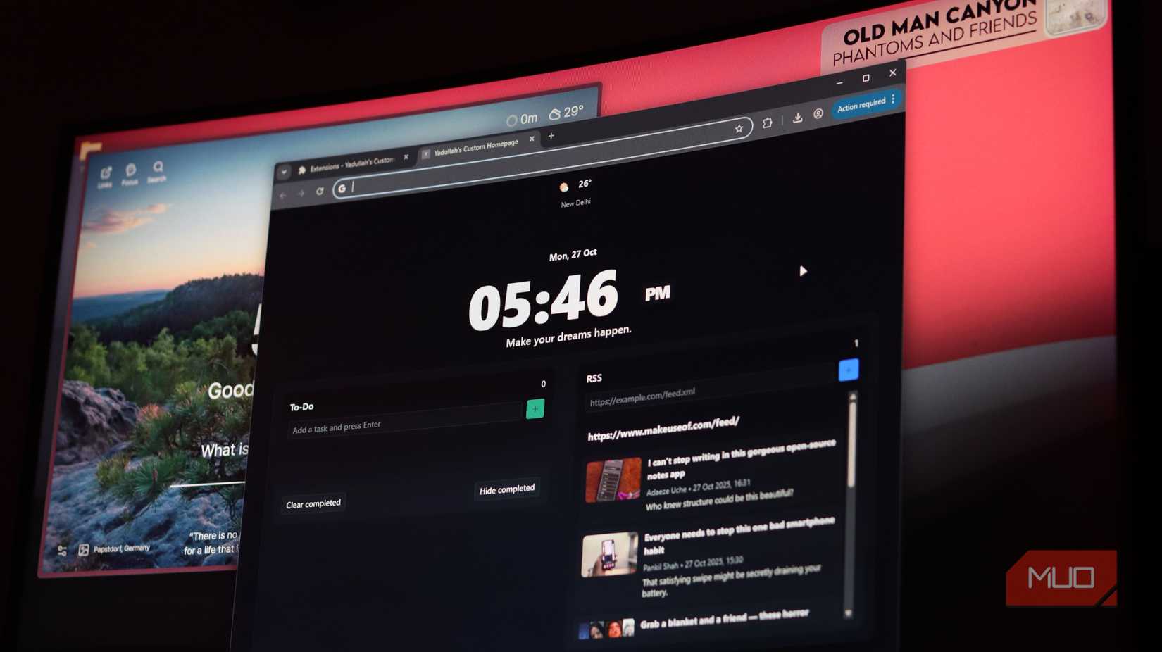 Página de inicio personalizada de Google Chrome en Windows 11.