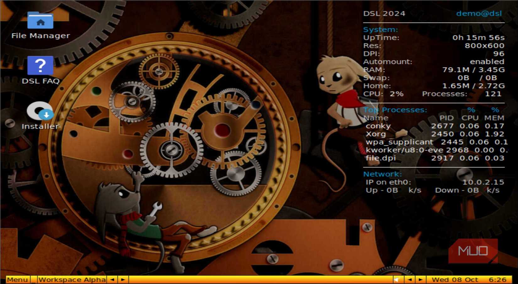 Damn Small Linux desktop screenshot